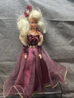 Vintage 1991 Mattel Barbie Doll Dressed Burgundy & Gold Dress Gown C7
