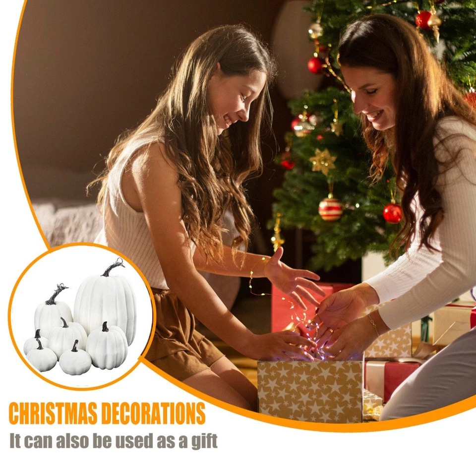 7 piezas Calabazas Artificiales Simulación Modelo Falso Otoño Acción de Gracias Halloween Decoración Foto 2 de 4