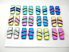 MATCHING PAIR Lot 24 pcs EARRINGS HANDMADE DICHROIC FUSED GLASS C5 CABOCHONS