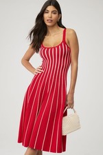 ASTR IRECIA Sweater Dress Large Red Stripe Long Sleeve Knit Casual