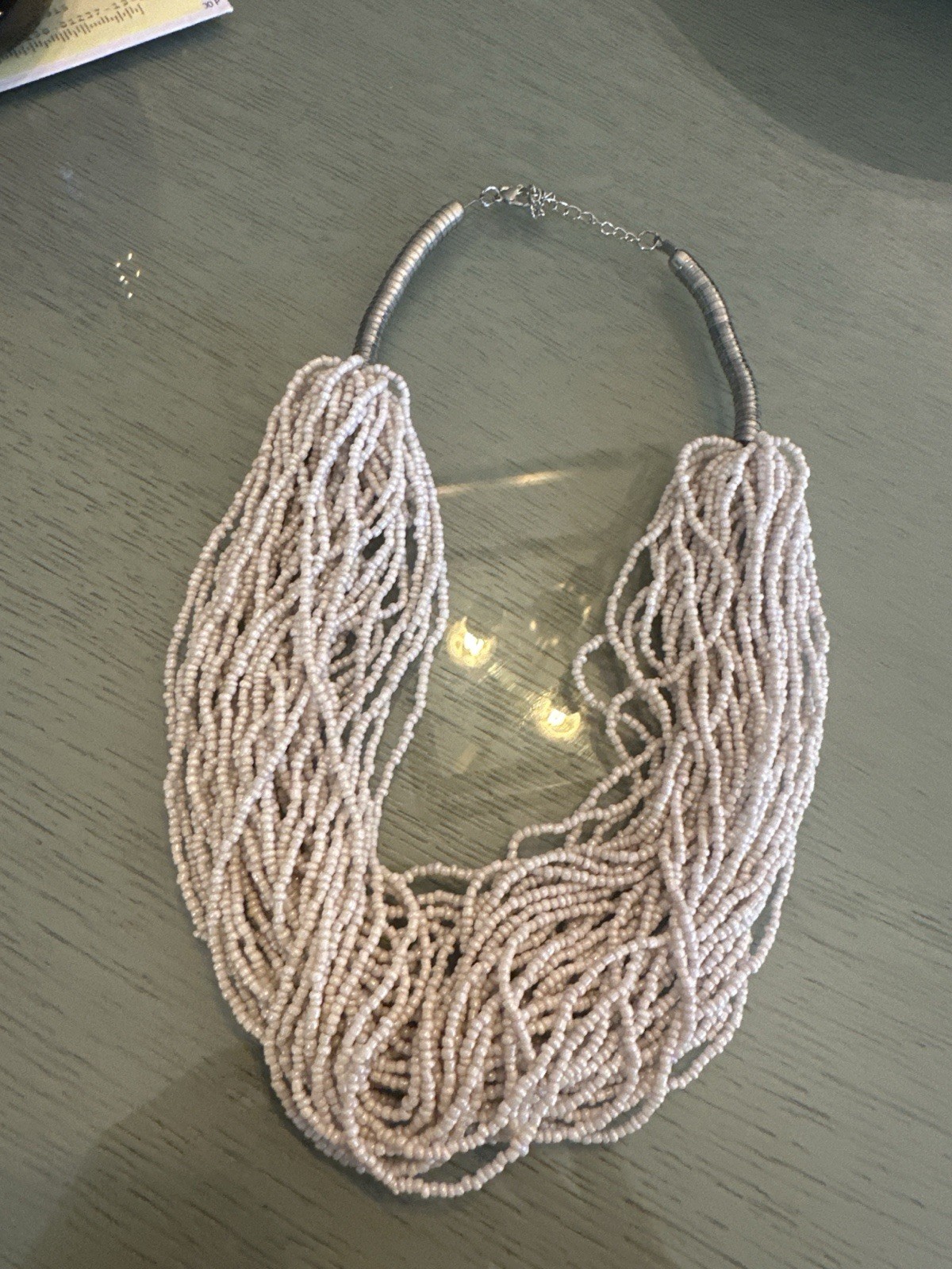 Multi Strand Pink Seed Bead Statement Necklace Si… - image 1