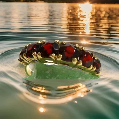 Toller Ring in 333/8 K Gold mit Granat Goldring Granatring 55 (17,5 mm Ø) - Bild 1 von 4