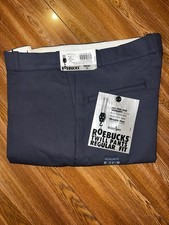 NWT VTG Sears Roebucks Workwear Pants Blue Gray Twill Reg Fit Wrinkle Free 36x29