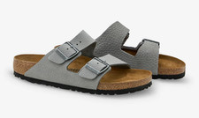 Birkenstock Men's Arizona Nubuck Leather Sandals in Desert Buck Whale Gray