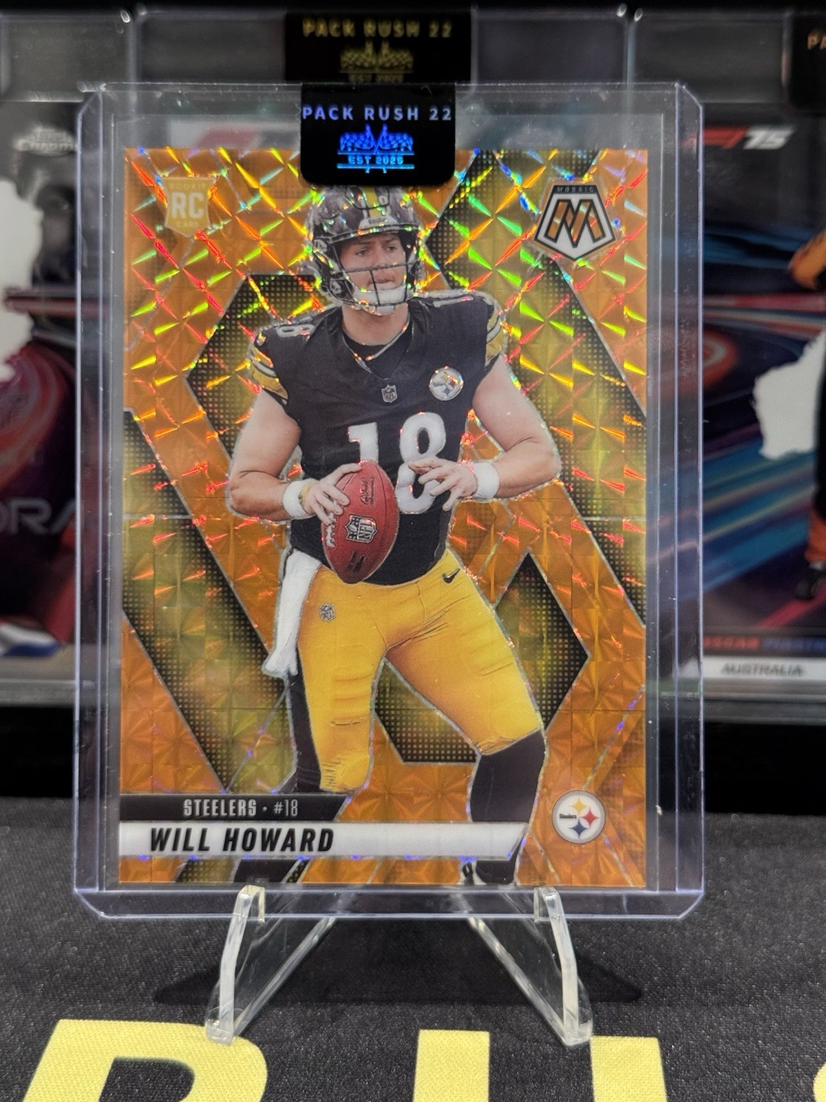 2025 Mosaic #318 Will Howard Rookie Mosaic Orange /199 Steelers RC