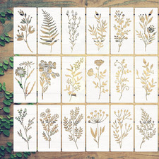 18Pcs Flower Stencils Wall Stencils for Painting 5.98x2.99 Inch Wildflower St...