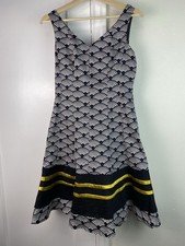 Nine West Women's 6 Black White Geometric Sleeveless Fit & Flare Dress