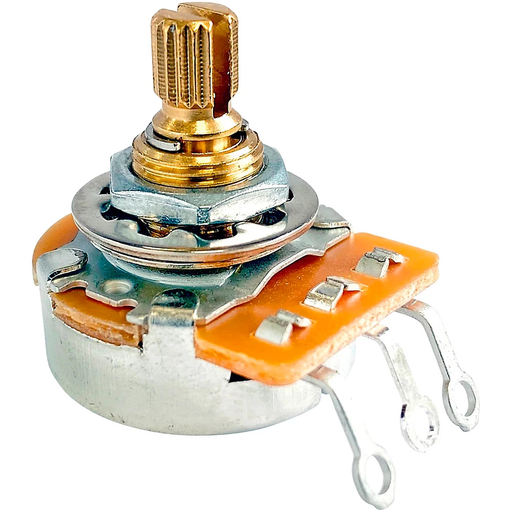 Потенциометр AxLabs 500K с линейной конусностью и разрезным валом длиной 38 дюйма и коротким валом длиной 58 дюйма 2590₽