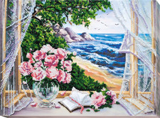 Bead Embroidery Kit "Sea view" Stitching Handmade Beadwork