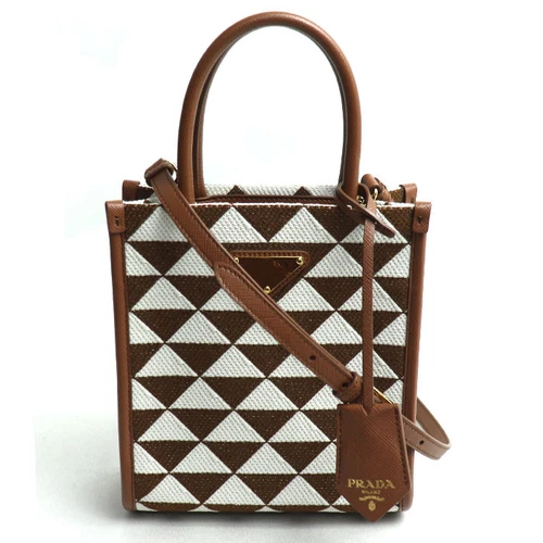 AUTH PRADA SYMBOLE TISSU BRODÉ MINI SAC BANDOULIÈRE 2 VOIES FEMME F/S