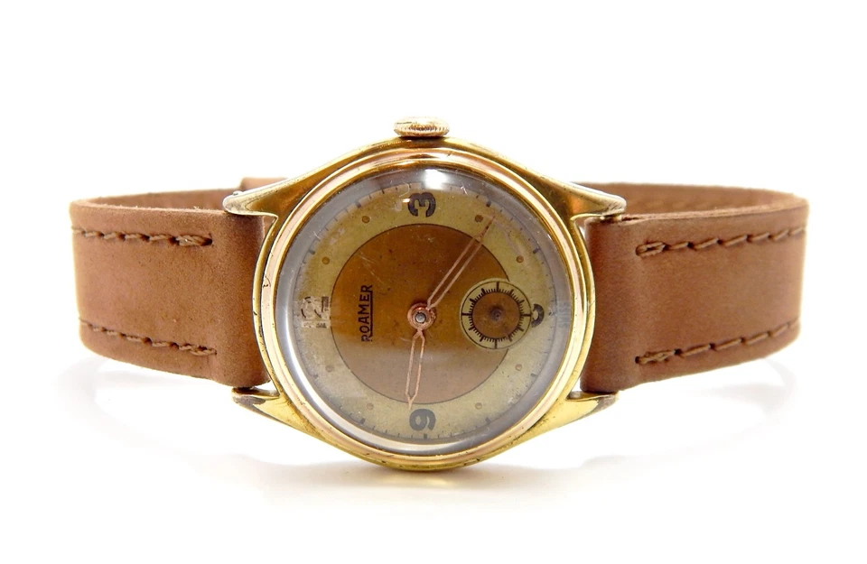 手表 ROAMER 手工上弦 1 珠宝表壳 镀金 31 毫米 大约 1940 年 男式 工作 — 第 3/4 张图片