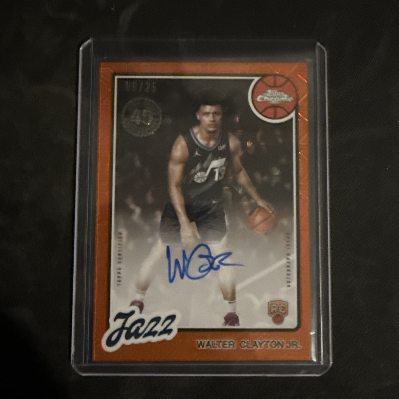 2025 Topps Basketball WALTER CLAYTON JR 45th Orange Mojo Auto 6/25 #80CR2-WC