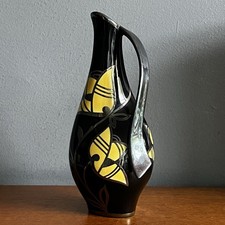 Vintage Friedrich Deusch Asymmetrische Silberüberfang Keramik Vase