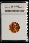 1956-D Lincoln Wheat Cent-ANACS MS 66 RED Ch Gem BU No Reserve #SLL561