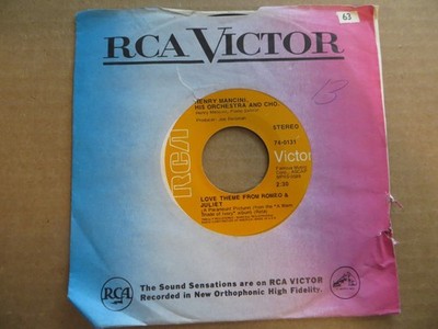 Henry Mancini   Love Theme From Romeo & Juliet - 1969 - 7'' Single VG/Generic