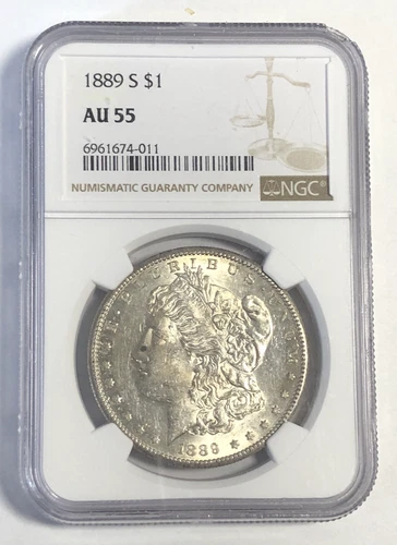 1889 S MORGAN "NGC AU55" - BEAUTIFUL HIGH POINTS, SOME LUSTER, AND REV MIRROR💥✅