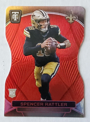 2024 Totally Certified Football Spencer Rattler Red Mirror Die-Cut Rookie #5/175