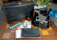 VINTAGE Polaroid Automatic 100 Land Camera w Leather Case, Strap, Flash, Booklet