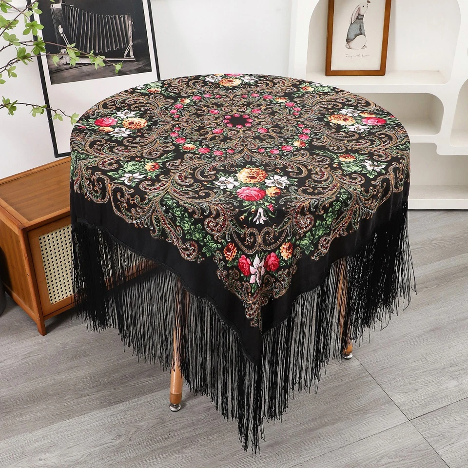 Ретро вечеринки украшения скатерть, красивый и уникальный цветочный кисточки скатерть - Изображение 2 из 4