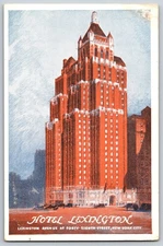 Vintage Hotel Lexington New York City Art Deco Postcard by Charles Press