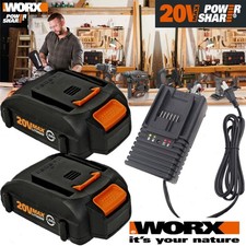 2PACK For Worx WA3575 20V PowerShare 2.0 Ah Battery / Charger 20 Volt WA3520