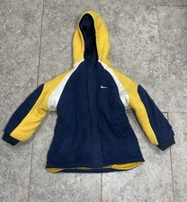 Y2k Nike Navy/Yellow Winter Coat Reversible Fleece Canvas Jacket w/Hood   Sz 3T
