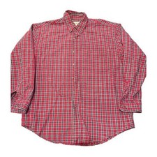 Eddie Bauer Mens Regular Fit Red Plaid Long Sleeve Button Down Shirt L A1