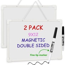 Small White Board 9x12 Magnetic Dry Erase Board 2-Pack Double Sided Mini