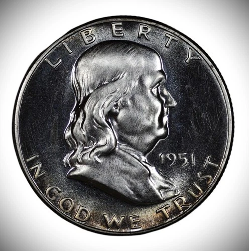 1951 Proof Franklin Half Dollar Silver, Gem PF Proof Lustrous 100% Original #252