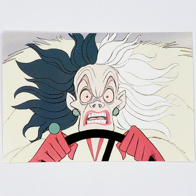 Cruella de Vil Postcard Disney Villains 101 Dalmatians Film Frame Animation 4x6