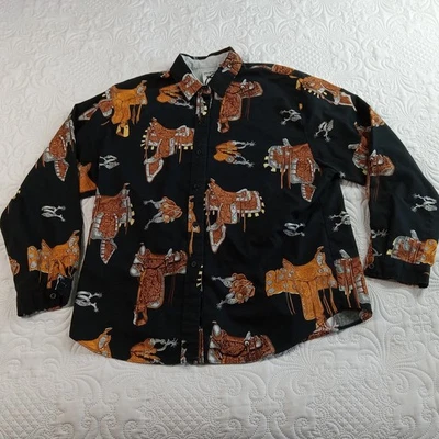 Roper Western Shirt Womens 15/16 Spurs Saddles Western Cowgirl Vtg USA EUC - Photo 1/4