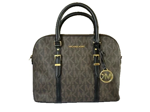 BORSA MICHAEL KORS BEDFORD LEGACY (Med) DOME ZIP LOGO marrone con manici neri