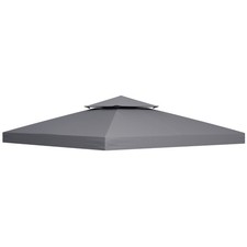 Gazebo Top Cover Double Tier Canopy Replacement Pavilion Roof Deep 3(m) Grey