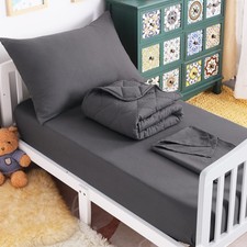 NTBAY Toddler Bedding Set - 4 Piece Soft and 4 Pieces , Dark Grey