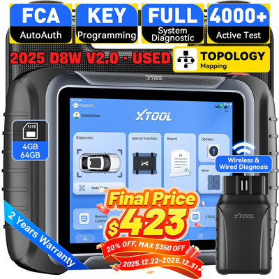 XTOOL USED D8W V2.0 Wifi Auto Car All System Diagnostic Scanner E.CU Coding FCA