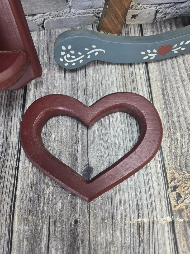 Aplique portavelas y corazón de caballo mecedor de madera vintage decoración de guardería  Foto 4 de 4