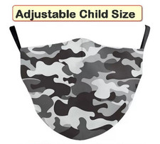 Children Face Mask Reusable Camouflage Adjustable Blue/Gray Hunting US FAST SHIP