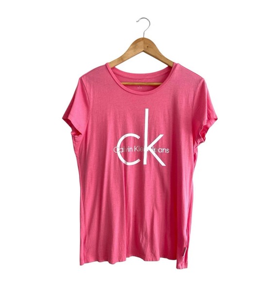 Calvin Klein Monogram T-Shirt Tee Pink - Women's  Size L