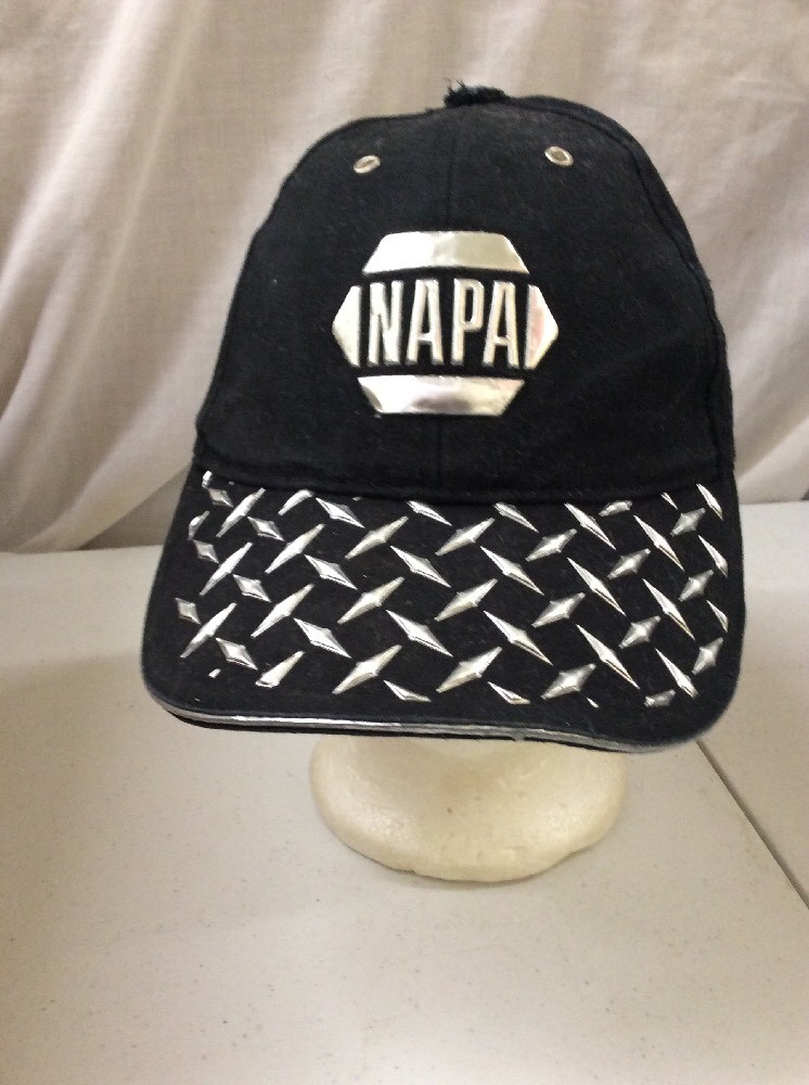 trucker hat baseball cap Vintage NAPA Auto Parts Diamond Plate Black Silver