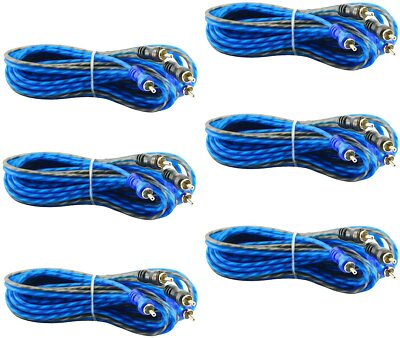 6 Pcs | 2 RCA to RCA Interconnect HiFi Audio Cable Male Connector Wire 12 Feet