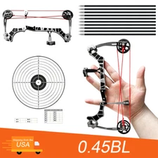 Mini 9.5" Ambidextrous Stainless Steel Archery Bow Set with 10 Arrows and Target