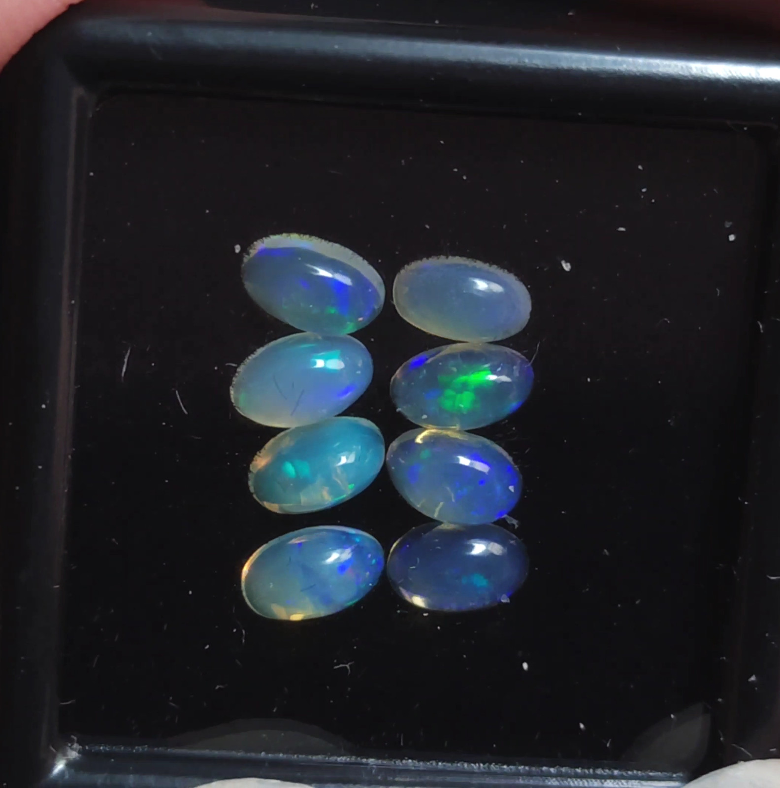 Opale Welo blanche naturelle lot de 8 cabochons ovales d'Éthiopie 1,30 cts pour gemmes