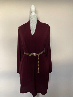 ESSENZA    DI    MODA   MAROON   TUNIC    DRESS    SIZE   L  UK14