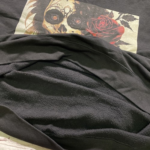 Champion Crewneck Sweatshirt Men 2XL Spooky Gothic Grunge Day Of Dead Skull Rose - Picture 9 of 10