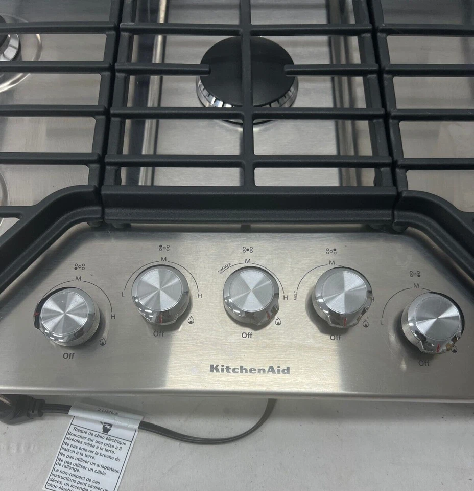 NUEVO KitchenAid KCGS356ESS 36" Estufa de Gas Incorporada con 5 Quemadores en SS Foto 2 de 4