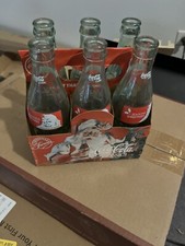 1991 Christmas 6-Pack Coke Bottles Coca-Cola Classic Seasons Greetings Santa