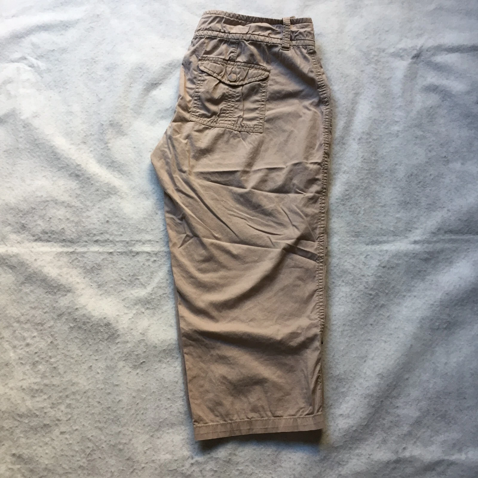 Old Navy Cotton Blend Capri Pants w/ Hem Button-Clasps, Women's 4 (Beige)