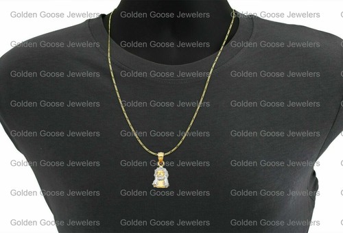 14K Gold Filled Micro Jesus Face Pendant With 30" Round Box Chain - Delicate Necklace