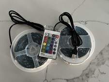 Pair USB LED Strip Lights TV Back Light 5050 RGB Colour Changing 24Key Remote