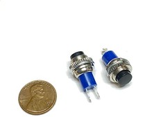 2 Pieces Black N/C 10mm NORMALLY CLOSED nc 12v PUSH momentary BUTTON SWITCH E2